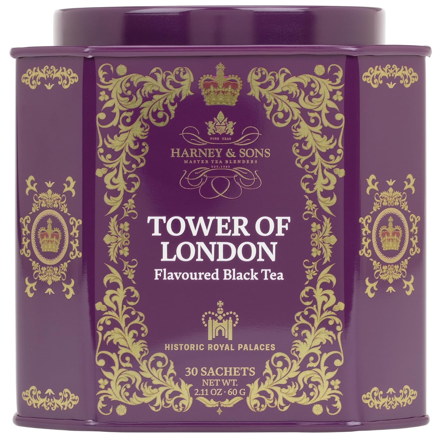 Harney & Sons Té Negro Tower of London, 30 sobres piramidales en lata — imagen 1