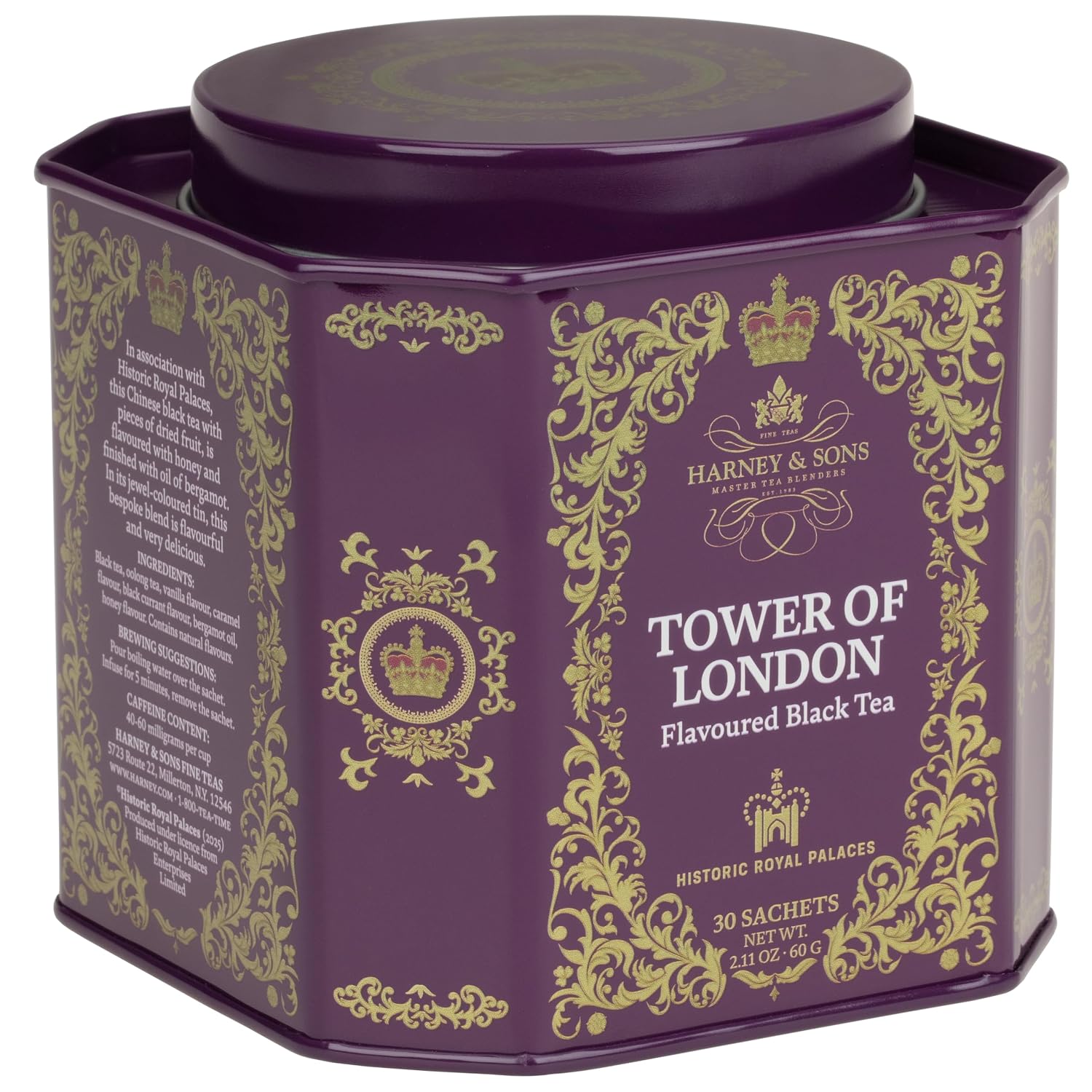 Harney & Sons Té Negro Tower of London, 30 sobres piramidales en lata — imagen 2